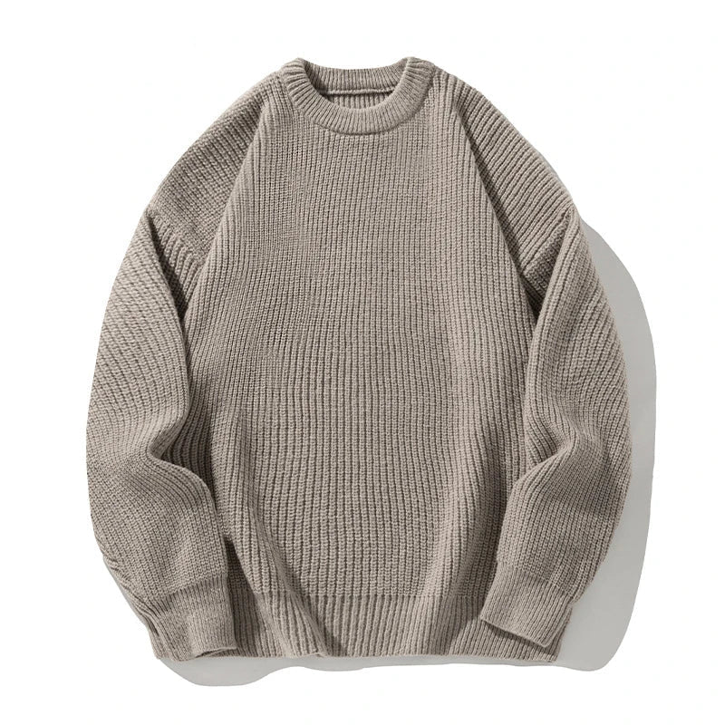 Maglione donna a coste con scollo rotondo