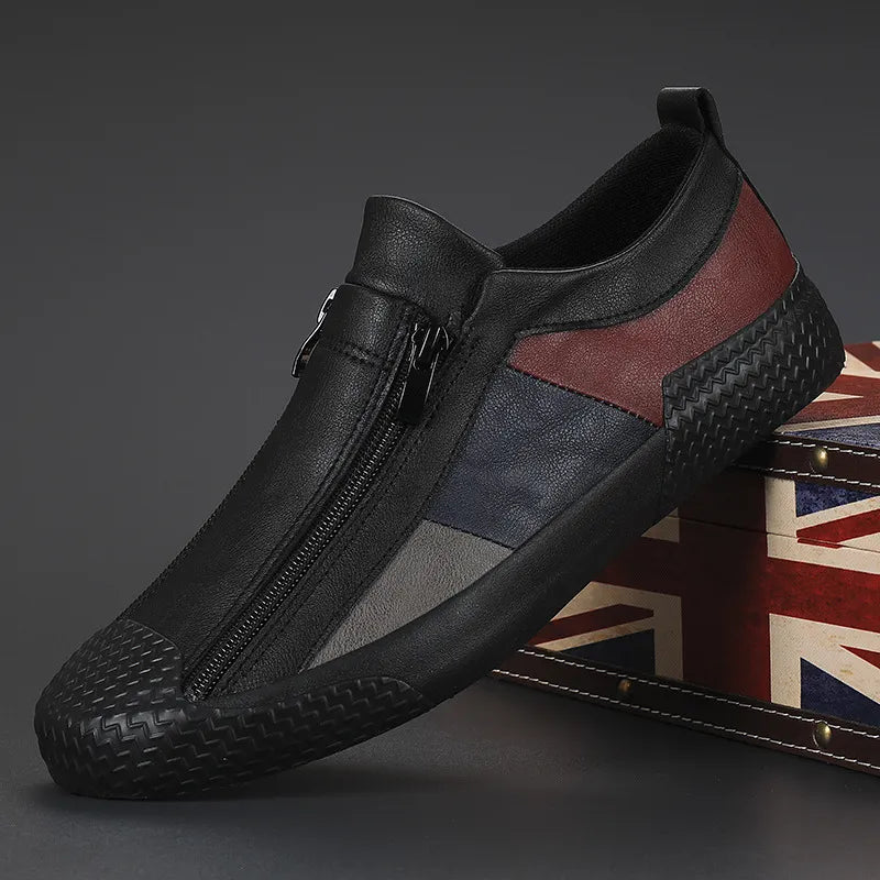 Sneaker uomo senza lacci con zip e suola spessa