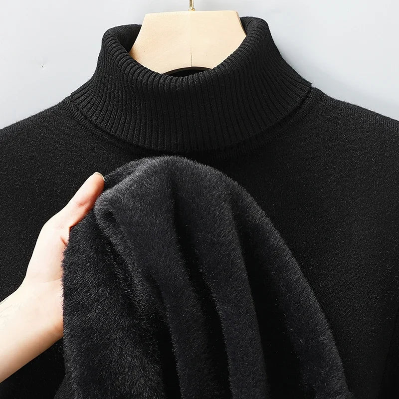 Dolcevita uomo in maglia fine con bordi a costine