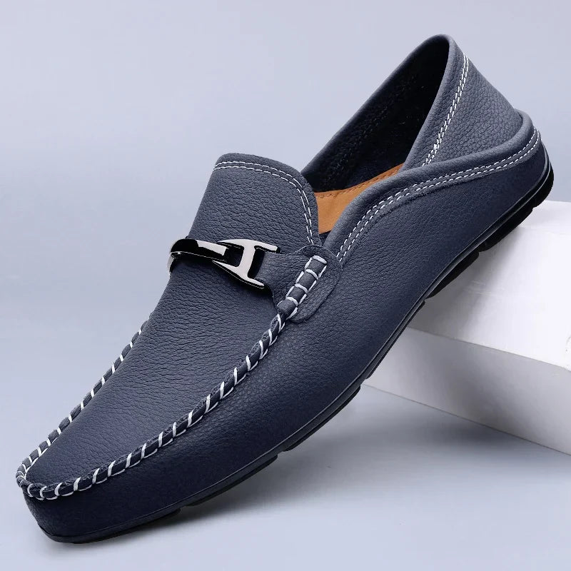 Mocassini uomo con fibbia decorativa a T