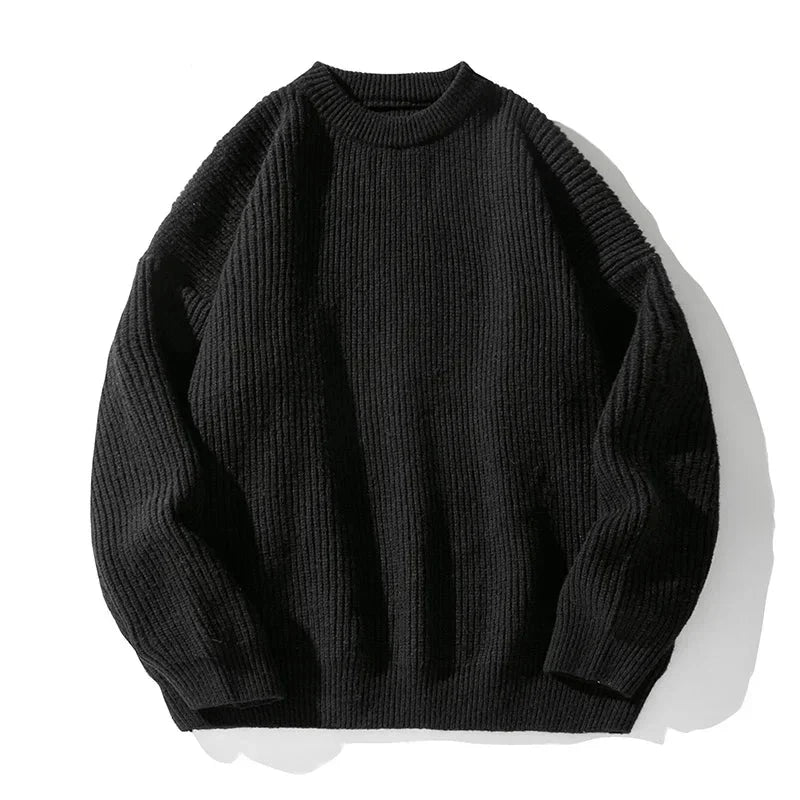 Maglione donna a coste con scollo rotondo