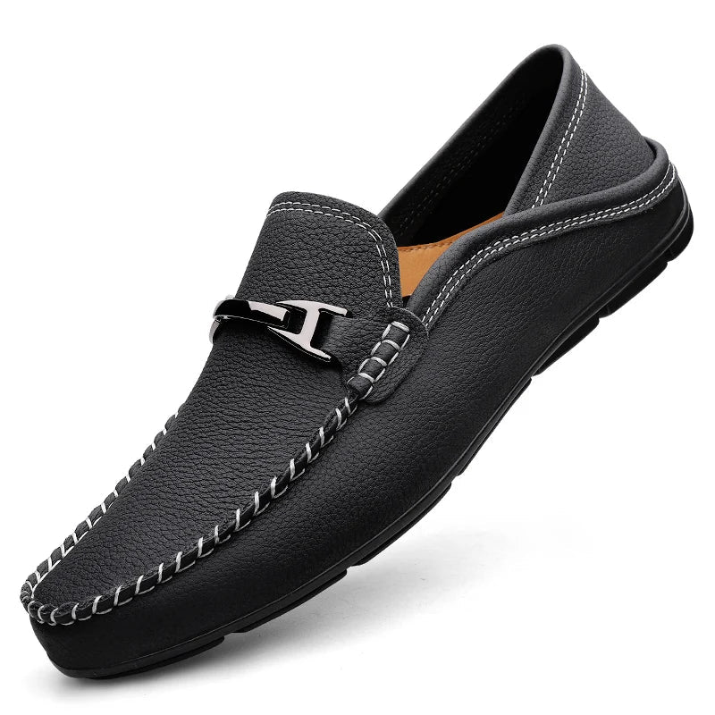 Mocassini uomo con fibbia decorativa a T