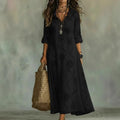 Abito maxi donna con ricamo floreale