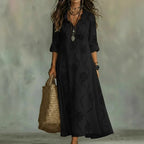 Abito maxi donna con ricamo floreale
