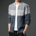 Cardigan uomo con zip e blocchi di colore