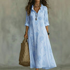 Abito maxi donna con ricamo floreale