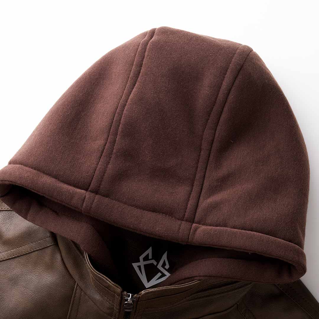 Giacca uomo in ecopelle con cappuccio