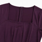 Abito midi donna con scollo quadrato