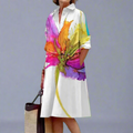 Abito camicia donna con fantasia floreale e tasche