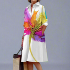 Abito camicia donna con fantasia floreale e tasche