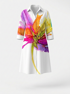 Abito camicia donna con fantasia floreale e tasche