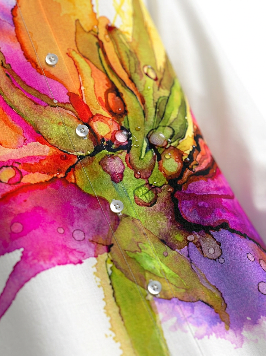 Abito camicia donna con fantasia floreale e tasche
