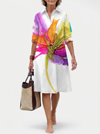 Abito camicia donna con fantasia floreale e tasche