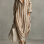 Abito maxi donna con collo e tasche