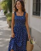 Federica | Abito Midi Donna con Scollo Quadrato e Volant