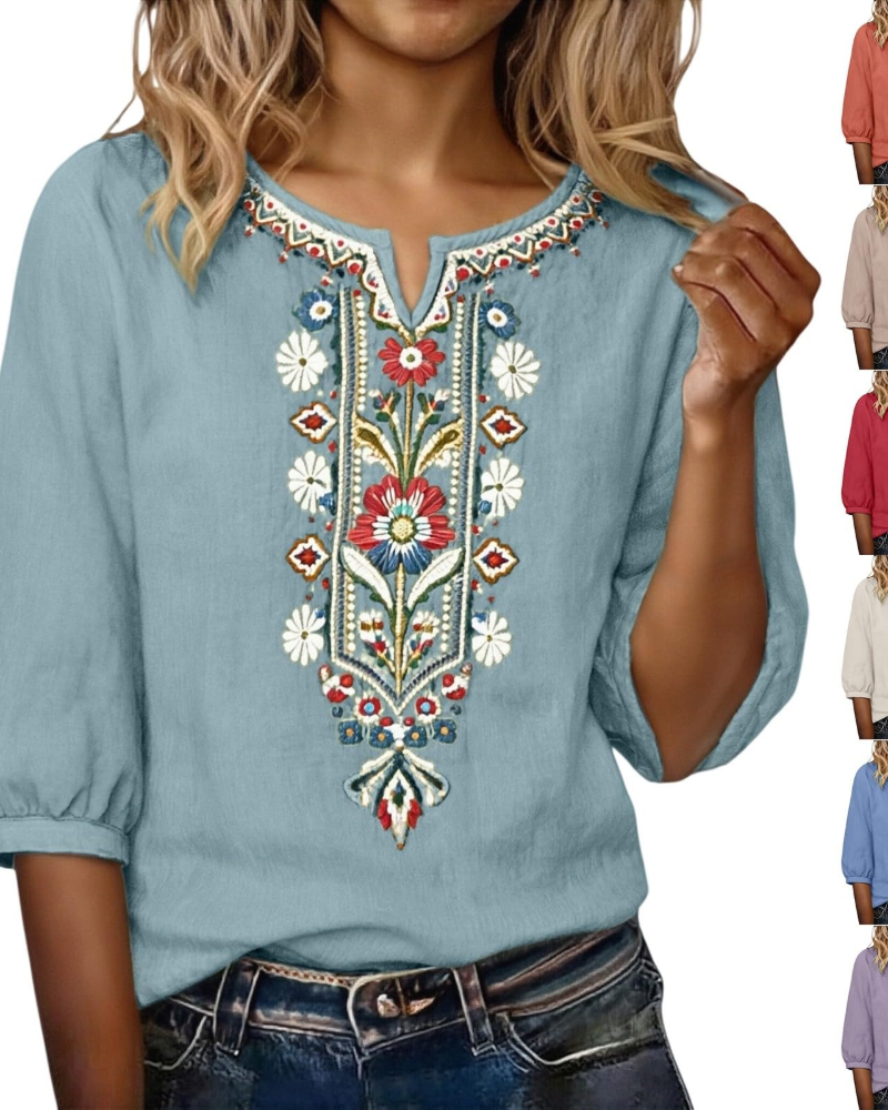 Aurora | Blusa Donna Floreale con Scollo a V