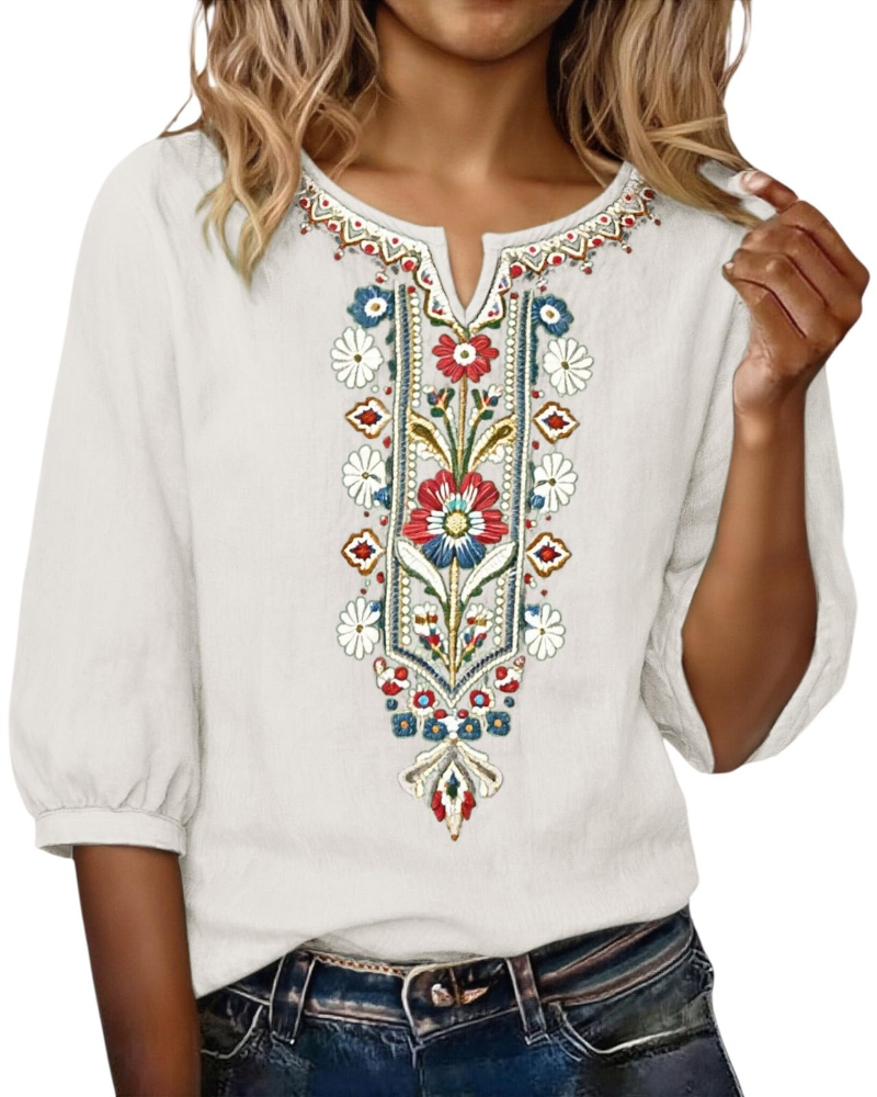 Aurora | Blusa Donna Floreale con Scollo a V