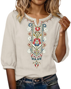Aurora | Blusa Donna Floreale con Scollo a V