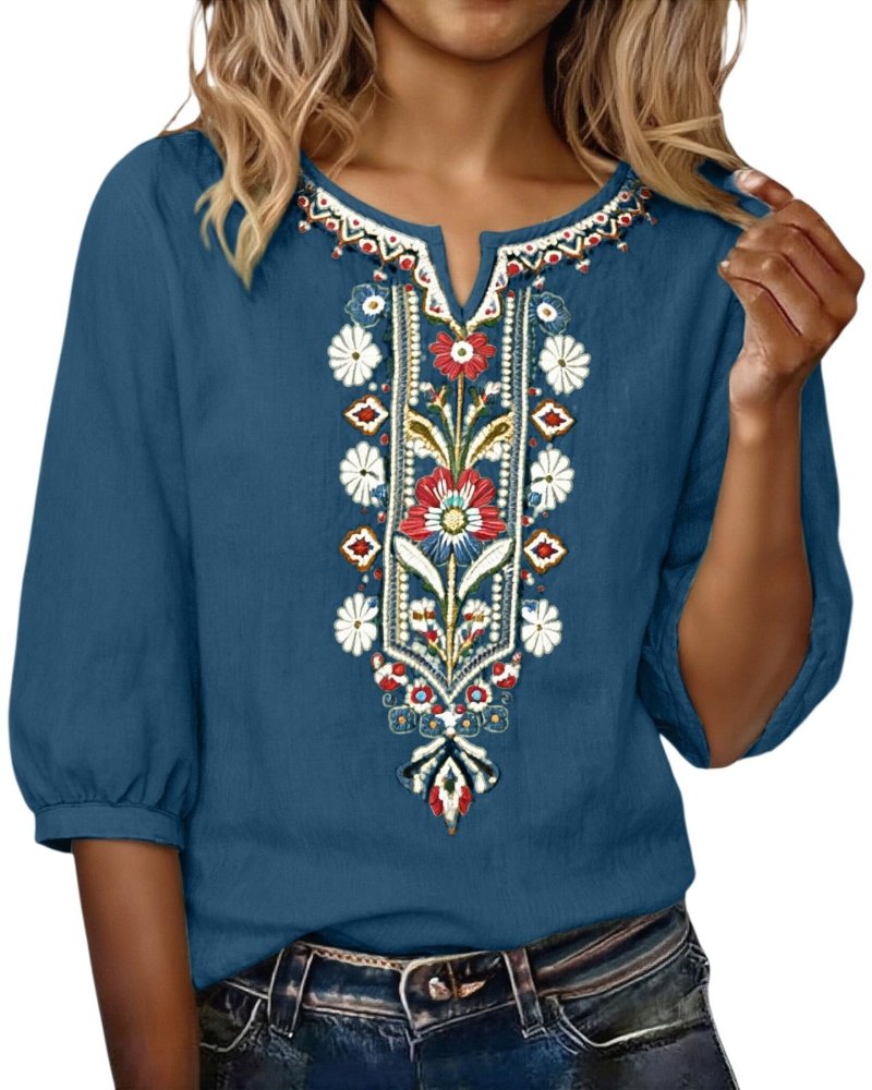 Aurora | Blusa Donna Floreale con Scollo a V