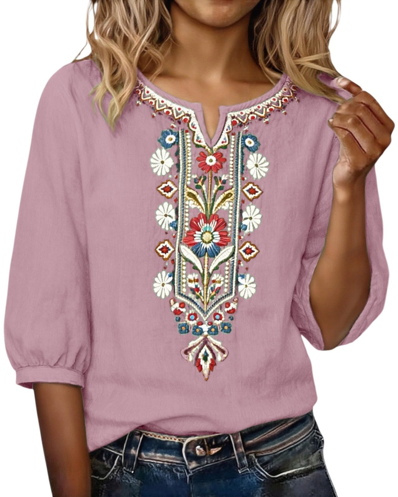 Aurora | Blusa Donna Floreale con Scollo a V