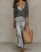 Agnese | Completo Donna con Abito e Maglione a Scollo a V