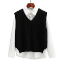 Maglione smanicato donna con scollo a V e trecce