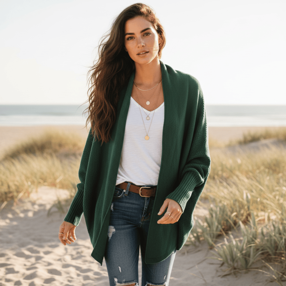 Cardigan donna oversize con maniche a pipistrello