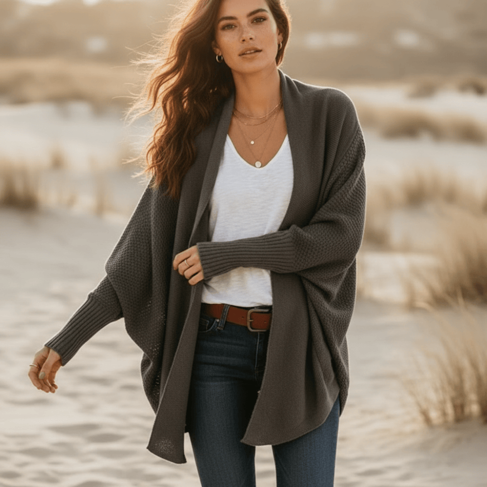 Cardigan donna oversize con maniche a pipistrello
