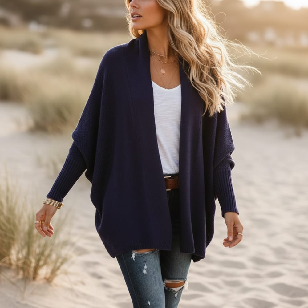 Cardigan donna oversize con maniche a pipistrello
