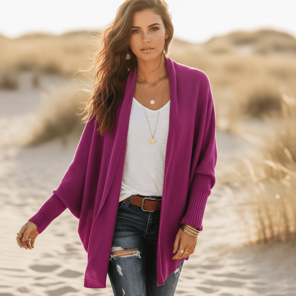 Cardigan donna oversize con maniche a pipistrello