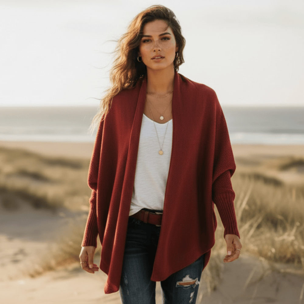 Cardigan donna oversize con maniche a pipistrello