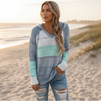 Maglione donna con cappuccio a righe