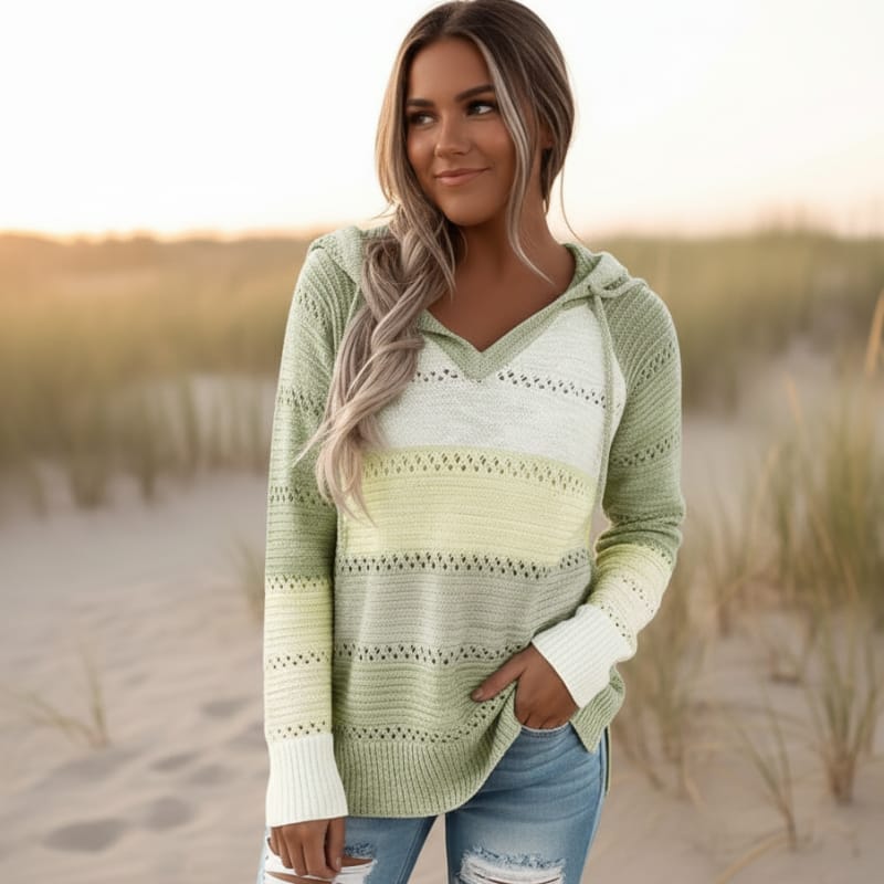 Maglione donna con cappuccio a righe