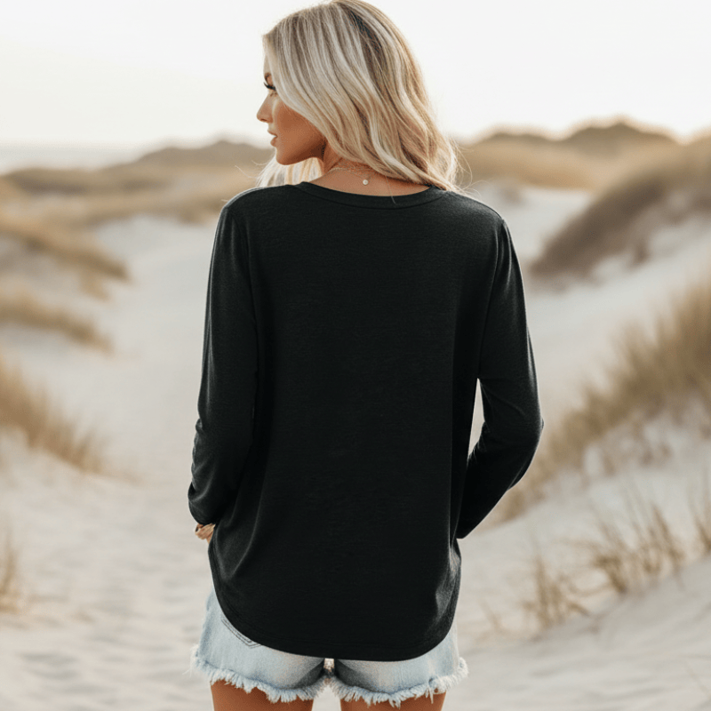 Maglia donna a maniche lunghe con tasca sul petto