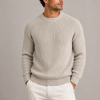 Maglione uomo girocollo a coste con spalle raglan