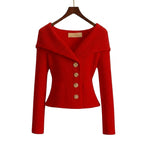 Cardigan donna a costine con collo a barchetta