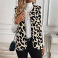 Gilet donna con fantasia leopardata e abbottonatura