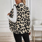 Gilet donna con fantasia leopardata e abbottonatura