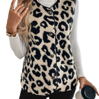 Gilet donna con fantasia leopardata e abbottonatura