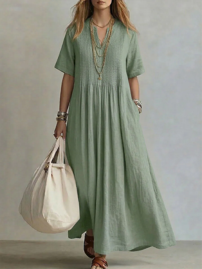 Abito maxi donna con pieghe plissé