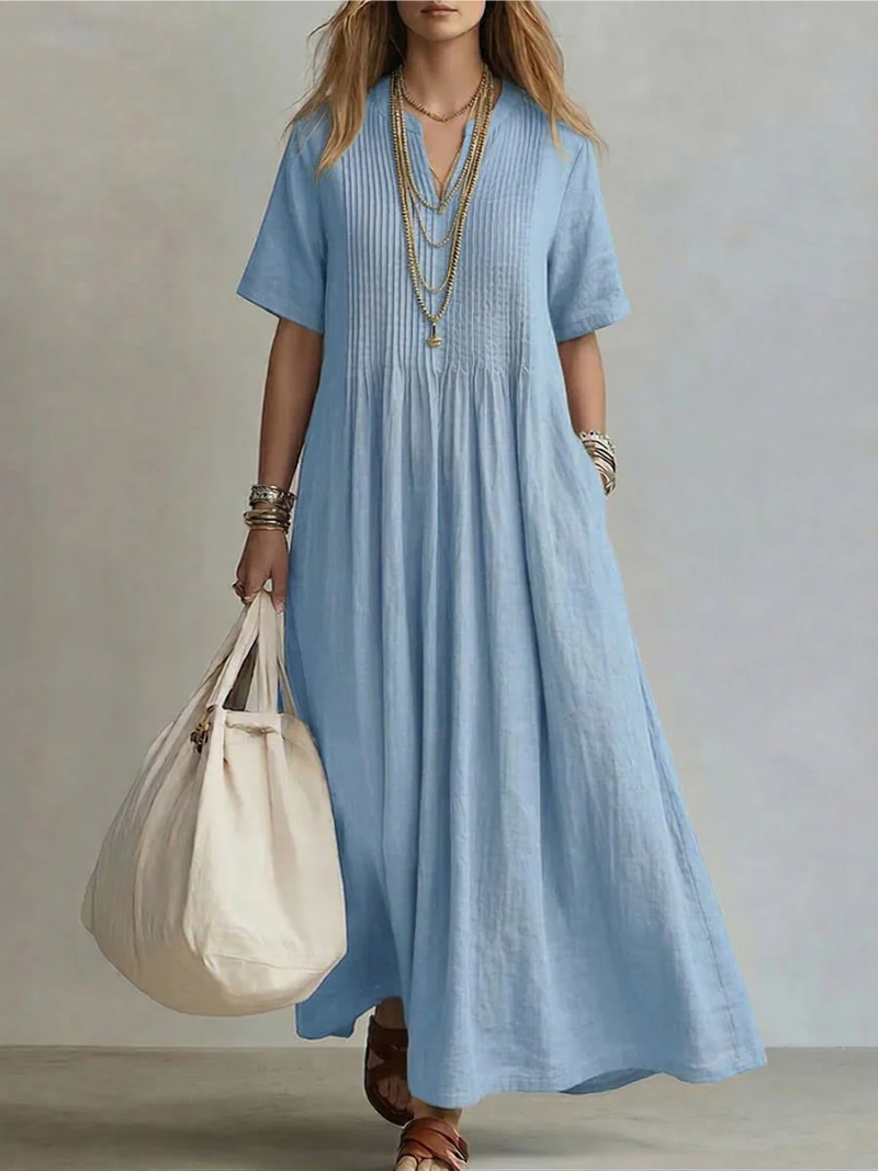 Abito maxi donna con pieghe plissé