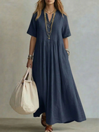 Abito maxi donna con pieghe plissé
