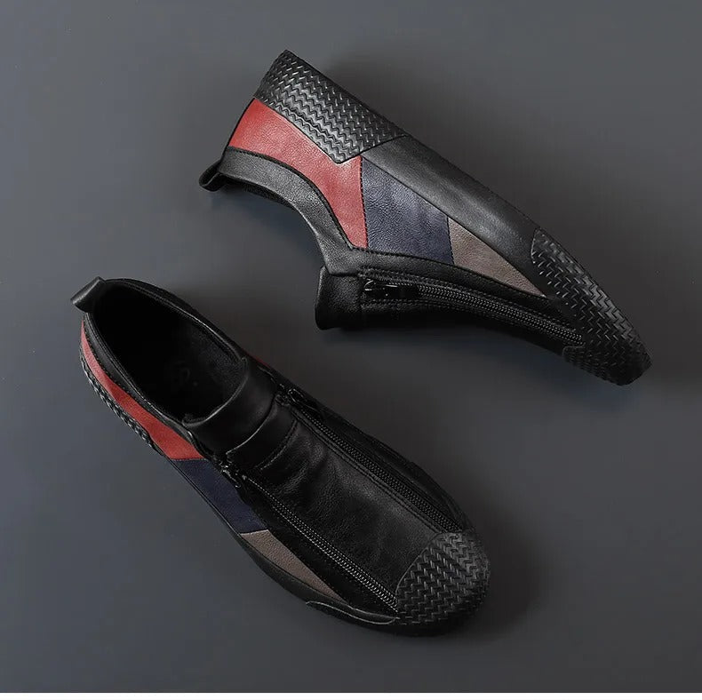 Sneaker uomo senza lacci con zip e suola spessa