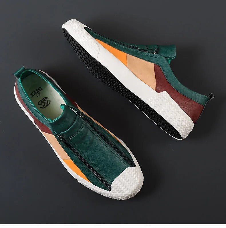Sneaker uomo senza lacci con zip e suola spessa