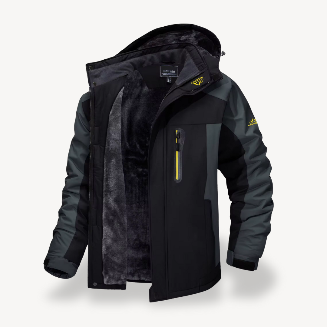 Giacca softshell uomo con cappuccio e interno felpato