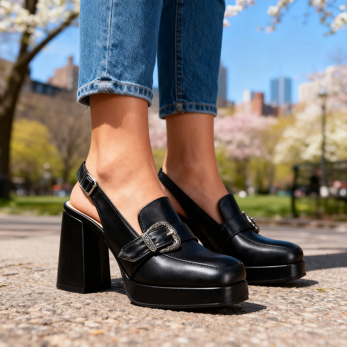 Nicoletta | Décolleté Slingback Donna con Fibbia e Tacco Alto