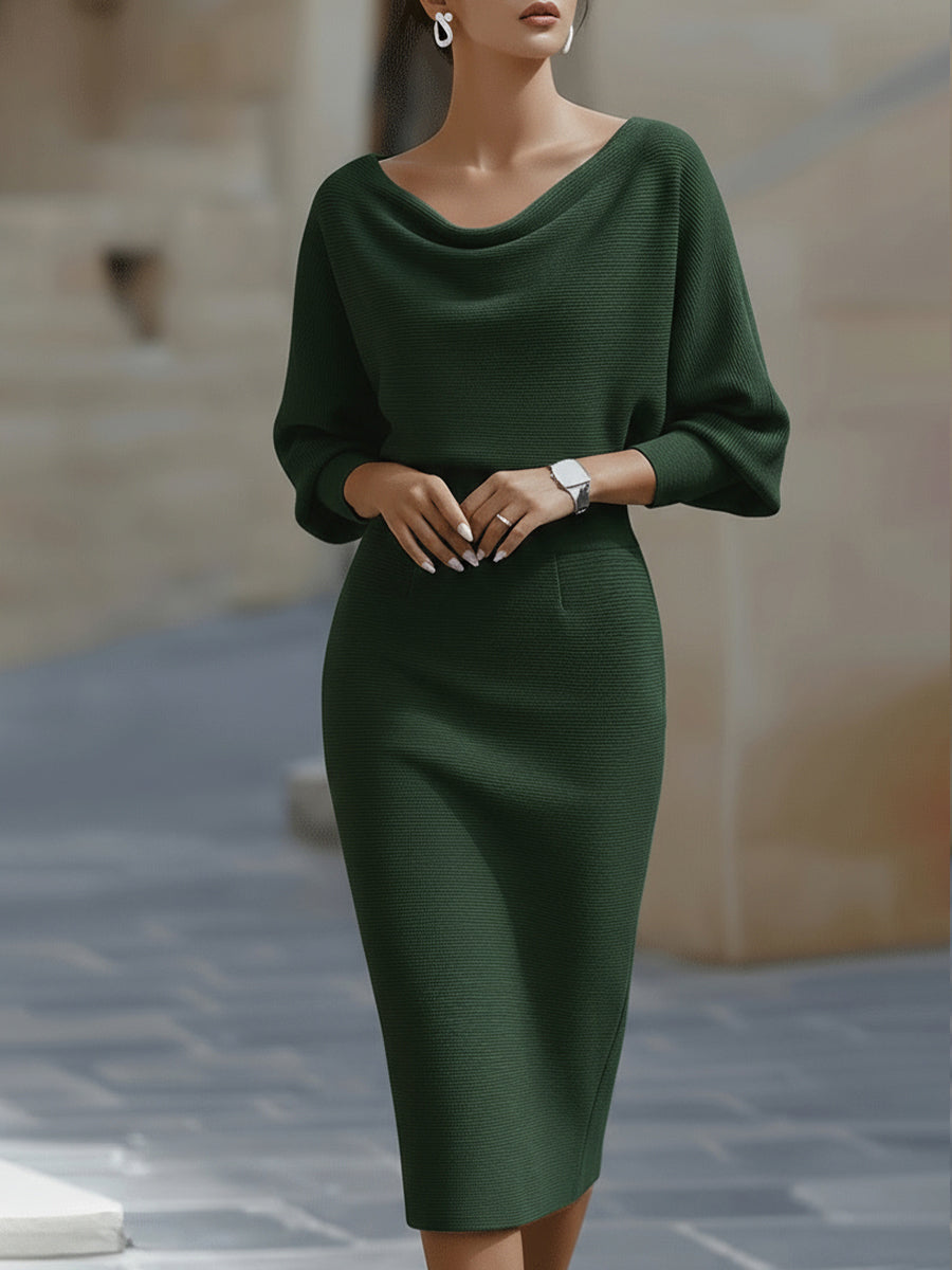 Gaia | Abito Midi Donna con Scollo Rotondo