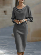 Gaia | Abito Midi Donna con Scollo Rotondo