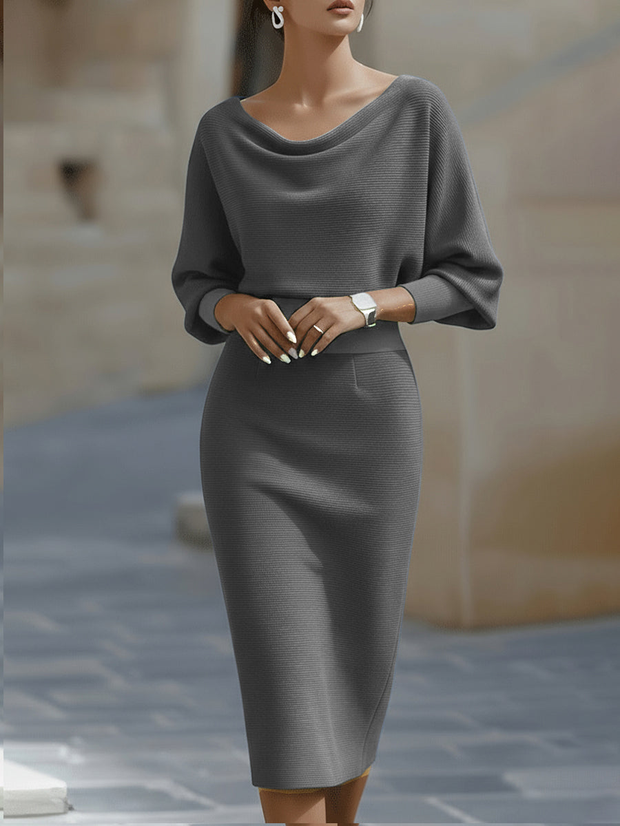 Gaia | Abito Midi Donna con Scollo Rotondo