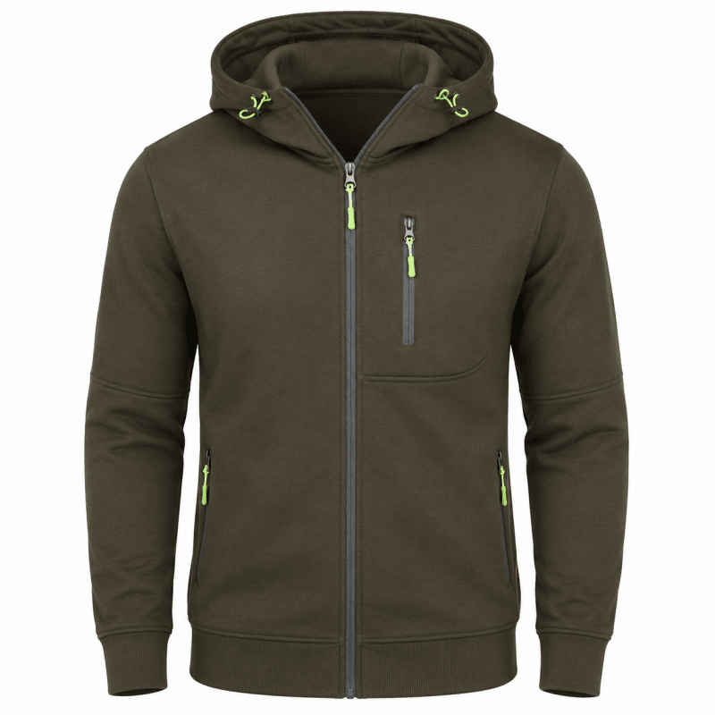 Felpa uomo con zip cappuccio e fodera in pile
